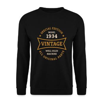 90. Geburtstag Jahrgang 1934 Vintage 90 Jahre - Unisex Pullover - Schwarz - Vorne - Alina (178cm) & Michal (187cm)