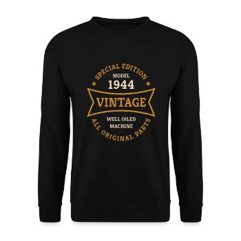 80ème anniversaire Millésime 1944 Millésime 80 ans - Sweat-shirt Unisexe - noir - Devant - Alina (178cm) & Michal (187cm)