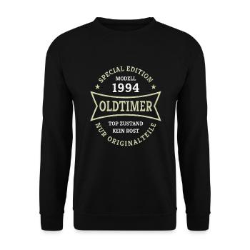 30. Geburtstag Jahrgang 1994 Oldtimer 30 Jahre - Unisex Pullover - Schwarz - Vorne - Alina (178cm) & Michal (187cm)