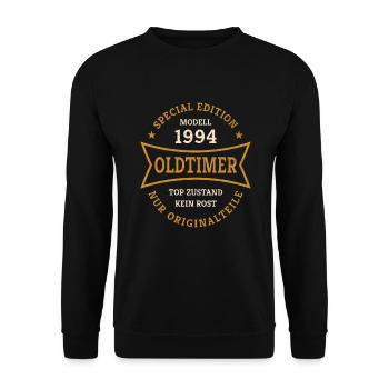 30. Geburtstag Jahrgang 1994 Oldtimer 30 Jahre - Unisex Pullover - Schwarz - Vorne - Alina (178cm) & Michal (187cm)