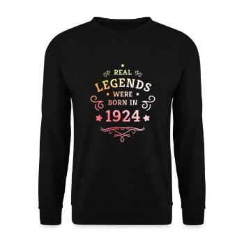 100. Geburtstag Echte Legenden sind Jahrgang 1924 - Unisex Pullover - Schwarz - Vorne - Alina (178cm) & Michal (187cm)