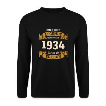 Echte Legenden wurden 1934 geboren 90. Geburtstag - Unisex Pullover - Schwarz - Vorne - Alina (178cm) & Michal (187cm)