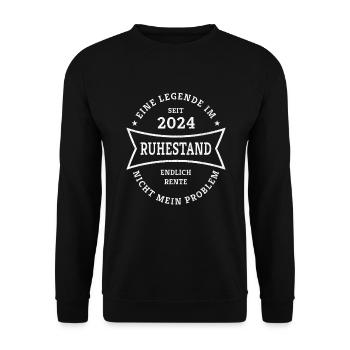 Ruhestand 2024 Endlich Rente Geschenk für Rentner - Unisex Pullover - Schwarz - Vorne - Alina (178cm) & Michal (187cm)