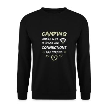 Camping WIFI is weak but the connection is strong - Unisex Sweatshirt - black - Front - Alina (178cm) & Michal (187cm)