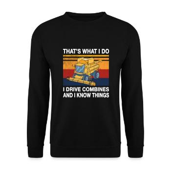 I drive combine harvesters and I know things farmer - Unisex Sweatshirt - black - Front - Alina (178cm) & Michal (187cm)