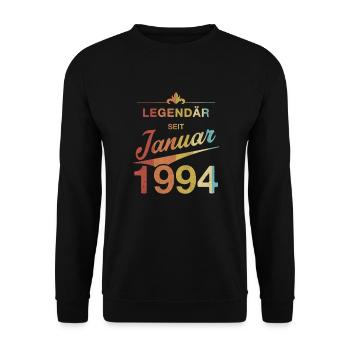 30. Geburtstag Legendär Januar 1994 Jahrgang 94 - Unisex Pullover - Schwarz - Vorne - Alina (178cm) & Michal (187cm)