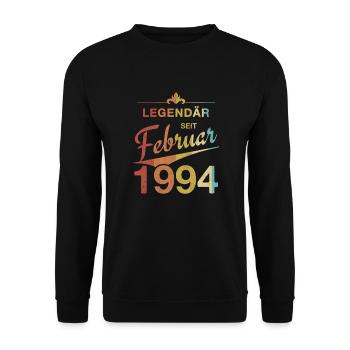 30. Geburtstag Legendär Februar 1994 Jahrgang 94 - Unisex Pullover - Schwarz - Vorne - Alina (178cm) & Michal (187cm)