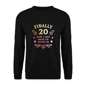 Enfin 20e anniversaire en grandissant - Sweat-shirt Unisexe - noir - Devant - Alina (178cm) & Michal (187cm)