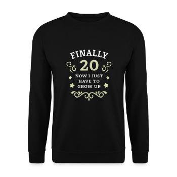 Enfin 20e anniversaire en grandissant - Sweat-shirt Unisexe - noir - Devant - Alina (178cm) & Michal (187cm)