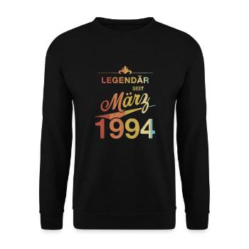 30. Geburtstag Legendär März 1994 Jahrgang 94 - Unisex Pullover - Schwarz - Vorne - Alina (178cm) & Michal (187cm)