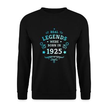100th Birthday Real Legends are Born in 1925 - Unisex Sweatshirt - black - Front - Alina (178cm) & Michal (187cm)