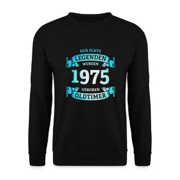 Real legends were born in 1975 50th birthday - Unisex Sweatshirt - black - Front - Alina (178cm) & Michal (187cm)