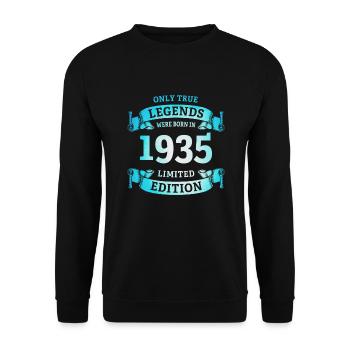 Echte Legenden wurden 1935 geboren 90. Geburtstag - Unisex Pullover - Schwarz - Vorne - Alina (178cm) & Michal (187cm)