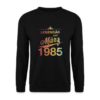 40th Birthday Legendary March 1985 Vintage 85 - Unisex Sweatshirt - black - Front - Alina (178cm) & Michal (187cm)