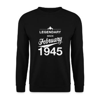 80th Birthday Legendary February 1945 Vintage 45 - Unisex Sweatshirt - black - Front - Alina (178cm) & Michal (187cm)