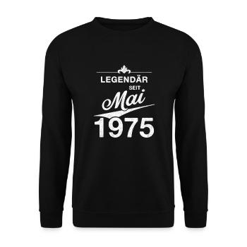 50th Birthday Legendary since May 1975 Volume 75 - Unisex Sweatshirt - black - Front - Alina (178cm) & Michal (187cm)