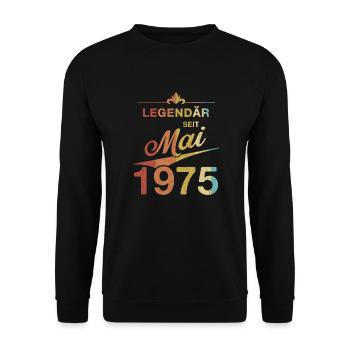 50th Birthday Legendary since May 1975 Volume 75 - Unisex Sweatshirt - black - Front - Alina (178cm) & Michal (187cm)