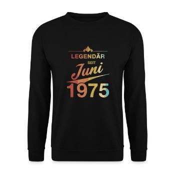 50th Birthday Legendary since June 1975 Volume 75 - Unisex Sweatshirt - black - Front - Alina (178cm) & Michal (187cm)
