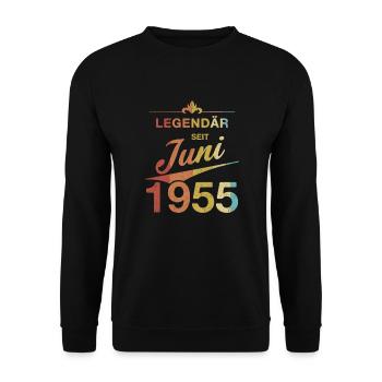 70th Birthday Legendary since June 1955 Volume 55 - Unisex Sweatshirt - black - Front - Alina (178cm) & Michal (187cm)