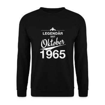 60. Geburtstag Legendär seit Oktober 1965 Jahrgang - Unisex Pullover - Schwarz - Vorne - Alina (178cm) & Michal (187cm)