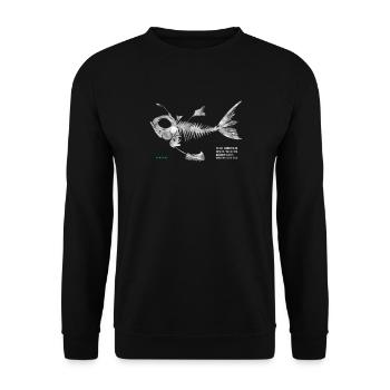 Fischgräte Fischkopf Bester Angler - Unisex Pullover - Schwarz - Vorne - Alina (178cm) & Michal (187cm)