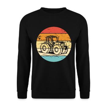 Retro Tractor Farmer Vintage Farmer Tractor Driver - Sweat-shirt Unisexe - noir - Devant - Alina (178cm) & Michal (187cm)