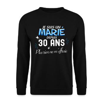 Marié Cadeau Homme Mariage Depuis 30 ans - Sweat-shirt Unisexe - noir - Devant - Alina (178cm) & Michal (187cm)