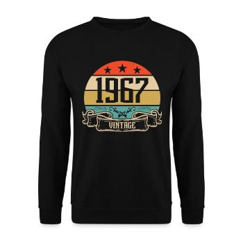 1967 Vintage Geburtstag Retro Classic - Unisex Pullover - Schwarz - Vorne - Alina (178cm) & Michal (187cm)