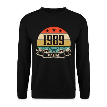 1989 Vintage Geburtstag Retro Classic - Unisex Pullover - Schwarz - Vorne - Alina (178cm) & Michal (187cm)