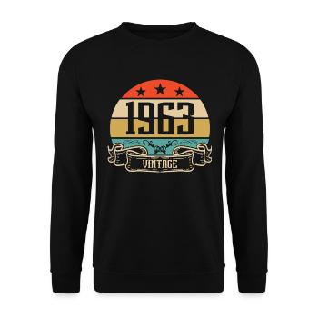 1963 Vintage Birthday Retro Classic - Unisex Sweatshirt - black - Front - Alina (178cm) & Michal (187cm)