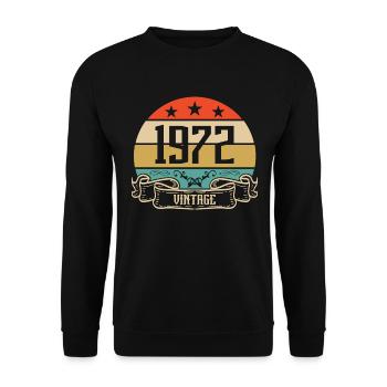 1972 Vintage Geburtstag Retro Classic - Unisex Pullover - Schwarz - Vorne - Alina (178cm) & Michal (187cm)