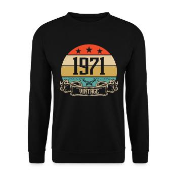 1971 Vintage Birthday Retro Classic - Sweat-shirt Unisexe - noir - Devant - Alina (178cm) & Michal (187cm)