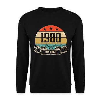 1980 Vintage Geburtstag Retro Classic - Unisex Pullover - Schwarz - Vorne - Alina (178cm) & Michal (187cm)