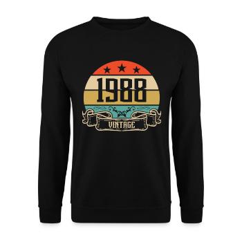 1988 Vintage Geburtstag Retro Classic - Unisex Pullover - Schwarz - Vorne - Alina (178cm) & Michal (187cm)