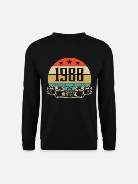 1988 Vintage Birthday Retro Classic - Sweat-shirt Unisexe - noir