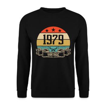 1979 Vintage Geburtstag Retro Classic - Unisex Pullover - Schwarz - Vorne - Alina (178cm) & Michal (187cm)