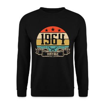 1964 Vintage Geburtstag Retro Classic - Unisex Pullover - Schwarz - Vorne - Alina (178cm) & Michal (187cm)