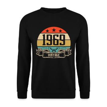 1969 Vintage Geburtstag Retro Classic - Unisex Pullover - Schwarz - Vorne - Alina (178cm) & Michal (187cm)