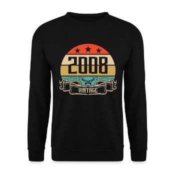 2008 Vintage Birthday Retro Classic - Sweat-shirt Unisexe - noir - Devant - Alina (178cm) & Michal (187cm)