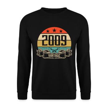 2009 Vintage Birthday Retro Classic - Sweat-shirt Unisexe - noir - Devant - Alina (178cm) & Michal (187cm)