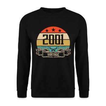 2001 Vintage Birthday Retro Classic - Sweat-shirt Unisexe - noir - Devant - Alina (178cm) & Michal (187cm)