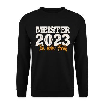 Meister 2023 Meisterprüfung Meisterbrief - Unisex Pullover - Schwarz - Vorne - Alina (178cm) & Michal (187cm)