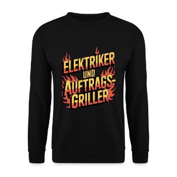 Elektriker und Auftragsgriller Grill BBQ - Unisex Pullover - Schwarz - Vorne - Alina (178cm) & Michal (187cm)