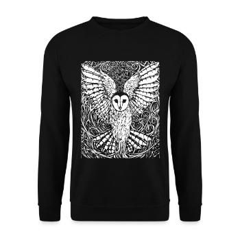 Eule - Unisex Pullover - Schwarz - Vorne - Alina (178cm) & Michal (187cm)