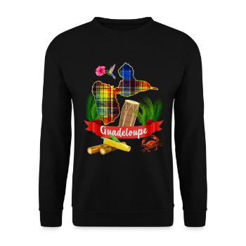 Guadeloupe Madras et Tambour Gwo-ka - Sweat-shirt Unisexe - noir - Devant - Alina (178cm) & Michal (187cm)