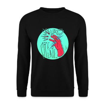 Create 2 - Unisex Pullover - Schwarz - Vorne - Alina (178cm) & Michal (187cm)