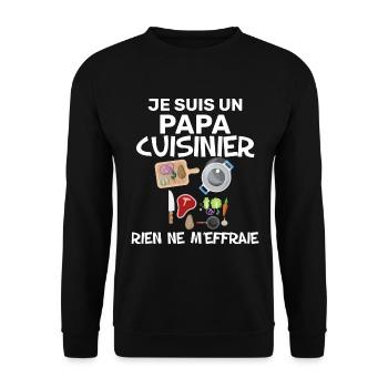 Le Chef Cuisinier C'est Papy Cadeau Homme - Sweat-shirt Unisexe - noir - Devant - Alina (178cm) & Michal (187cm)