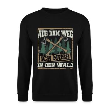 Aus dem Weg ich muss in den Wald - Unisex Pullover - Schwarz - Vorne - Alina (178cm) & Michal (187cm)