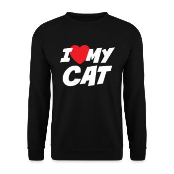 Ich liebe meine Katze - Unisex Pullover - Schwarz - Vorne - Alina (178cm) & Michal (187cm)