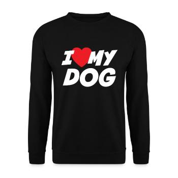 Ich liebe meinen Hund - Unisex Pullover - Schwarz - Vorne - Alina (178cm) & Michal (187cm)